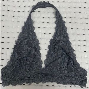 Free People Intimately sexy galloon lace halter bralette top NEW dark gray